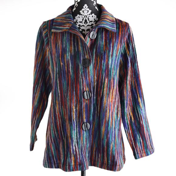 Women's Multicolored Habitat Clothes To Live In Button Up Jacket - Size Small - Picture 1 of 10
